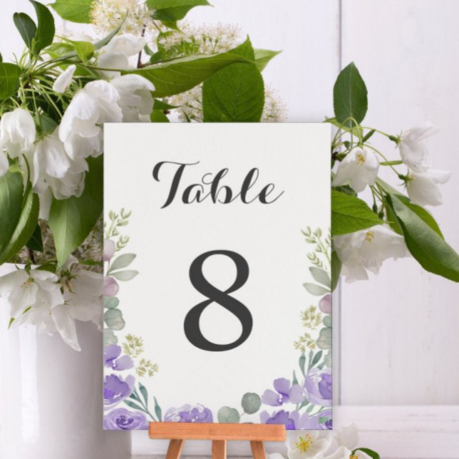 Numeração De Mesa Casamento Floral de Aquarela Roxa Boho (Criador carregado)