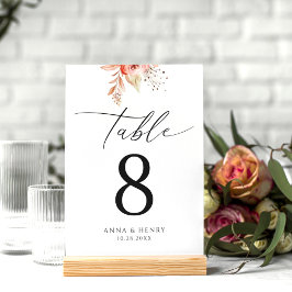 Numeração De Mesa Casamento Floral de Blush Elegante