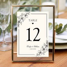 Numeração De Mesa Casamento Floral de Caligrafia Moderna Elegante
