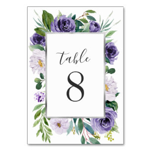 Numeração De Mesa Casamento Floral de Cinzas de Prata Roxa