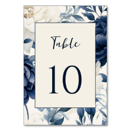 Numeração De Mesa Casamento floral de cor azul-marinho Dusty e branc