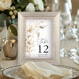 Numeração De Mesa Casamento Floral de Cor Branca de Beige