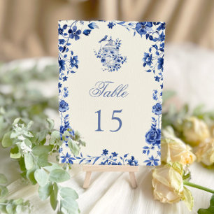 Numeração De Mesa Casamento Floral de Deep Blue Chinoiserie Vintage