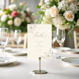 Numeração De Mesa Casamento Floral de Elegante Minimalista