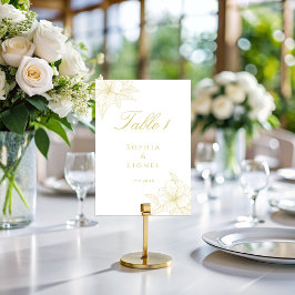 Numeração De Mesa Casamento Floral de Elegante Minimalista