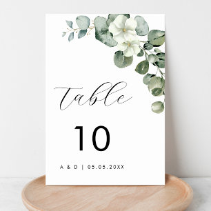 Numeração De Mesa Casamento Floral de Eucalyptus com Aquarela Minima