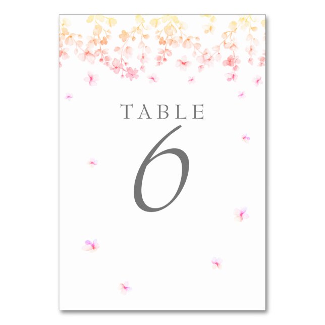 Numeração De Mesa Casamento Floral de Flor de Pêssego (Verso)