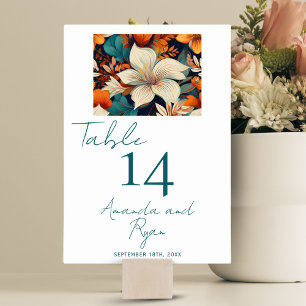 Numeração De Mesa Casamento Floral de Flor Tropical Elegante