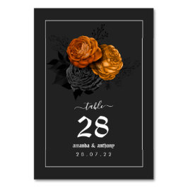 Numeração De Mesa Casamento Floral de Halloween Preto e Laranja Vint