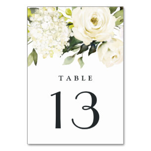 Numeração De Mesa Casamento Floral de Hydrangea Elegant White Dourad