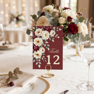 Numeração De Mesa Casamento Floral de Inverno com Aquarela em Creme 
