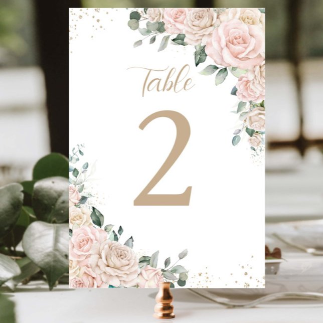 Numeração De Mesa Casamento Floral de Ivory Blush, Champanhe Elegant (Criador carregado)