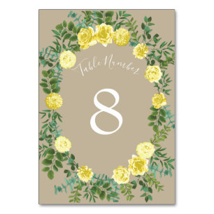 Numeração De Mesa Casamento Floral de Khaki Ecru Rosa