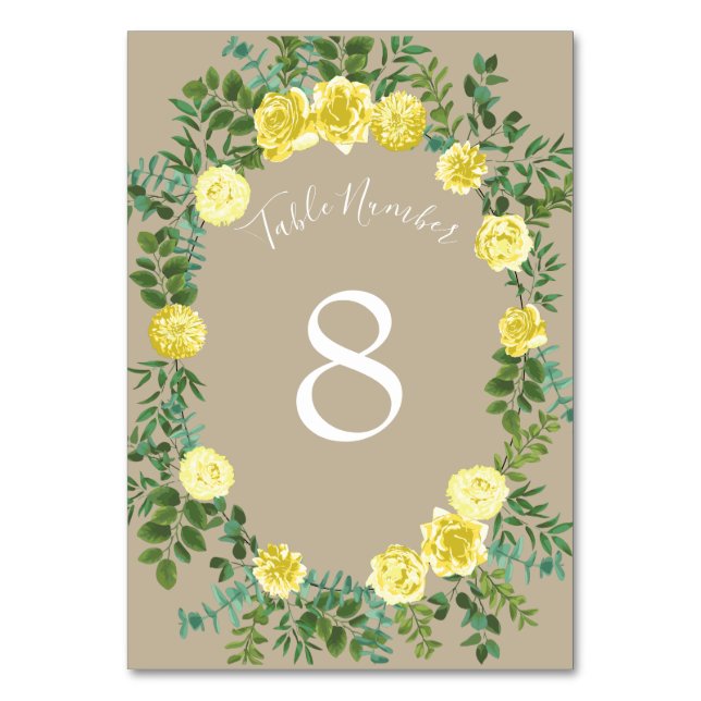 Numeração De Mesa Casamento Floral de Khaki Ecru Rosa (Verso)