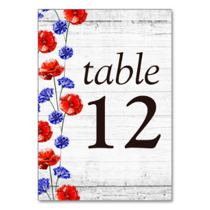 Numeração De Mesa Casamento Floral de Madeira Rústica com Papoila V