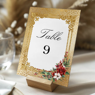 Numeração De Mesa Casamento Floral de Natal de Opulência ouro