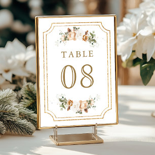 Numeração De Mesa Casamento Floral de Natal Dourado com a Costa Bran