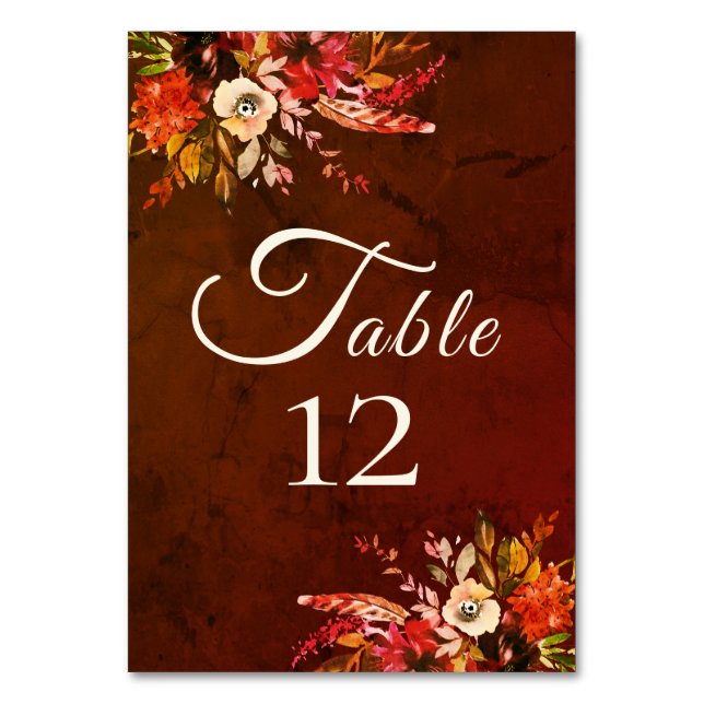 Numeração De Mesa Casamento Floral de outono do Esplendor (Frente)