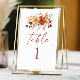 Numeração De Mesa Casamento Floral de Outono Elegante Rústico