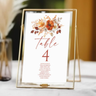 Numeração De Mesa Casamento Floral de Outono Elegante Rústico