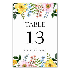Numeração De Mesa Casamento Floral de Primavera Amarelo Azul Rosa Mo
