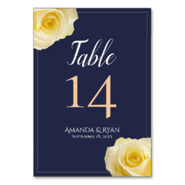 Numeração De Mesa Casamento Floral de Rosa Amarelo Azul Elegante