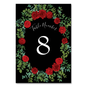 Numeração De Mesa Casamento Floral de Rosa de Peônia Negra e Vermelh