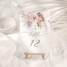 Numeração De Mesa Casamento Floral de Rosa Rosa-Rosa-Cinza