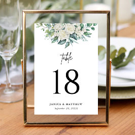 Numeração De Mesa Casamento Floral de Rosa Verde Branco Elegante