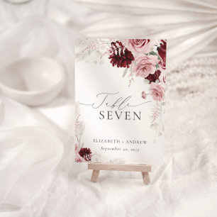 Numeração De Mesa Casamento Floral de Rosas Rosa Espelhadas Elegante