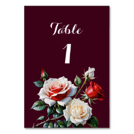 Numeração De Mesa Casamento floral de rosas vermelhas brancas cor-de