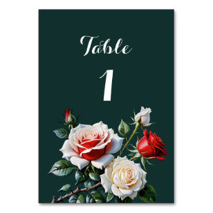 Numeração De Mesa Casamento floral de rosas vermelhas brancas cor-de