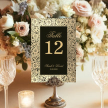 Casamento Floral de Script Elegante Dourado Preto
