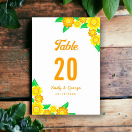 Numeração De Mesa Casamento Floral de Verão de Girassol Botânico Ele