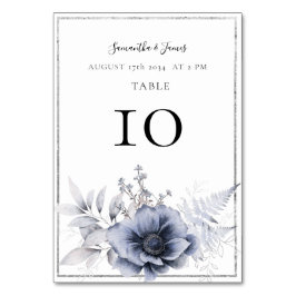 Numeração De Mesa Casamento Floral de Watercolor Dusty Blue Boho