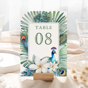 Numeração De Mesa Casamento Floral do Pavão Tropical Indiano