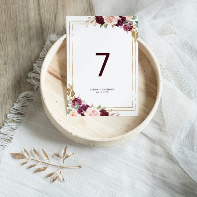 Numeração De Mesa Casamento Floral Dourado Geométrico Escamudo Verde (Criador carregado)