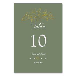 Numeração De Mesa Casamento Floral Dourado Minimalista Elegante em V
