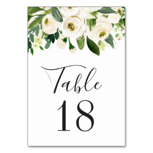 Numeração De Mesa Casamento Floral e Greenery de Cor Branca Elegante