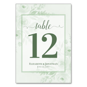 Numeração De Mesa Casamento Floral Elegante Boho Chic Verde Sálvia