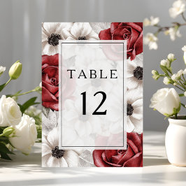 Numeração De Mesa Casamento Floral Elegante Burgundy