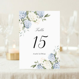 Numeração De Mesa Casamento Floral Elegante Hortênsia Azul Verde