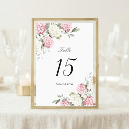 Numeração De Mesa Casamento Floral Elegante Hortênsia Rosa Verde