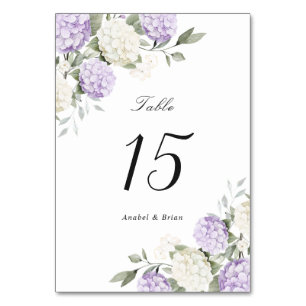 Numeração De Mesa Casamento Floral Elegante Hortênsia Roxa Verde