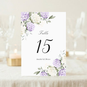 Numeração De Mesa Casamento Floral Elegante Hortênsia Roxa Verde