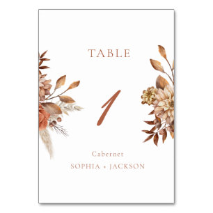 Numeração De Mesa Casamento Floral Elegante Terracotta