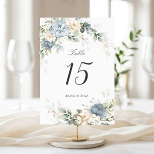 Numeração De Mesa Casamento Floral Elegante Verde Azul Branco