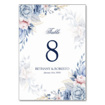 Casamento Floral em Aquarela Azul Elegante
