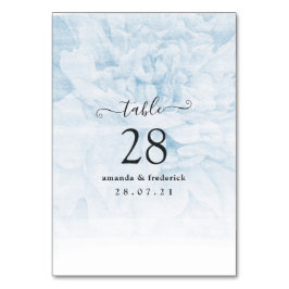 Numeração De Mesa Casamento Floral em Aquarela Azul Empoeirado