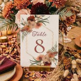 Numeração De Mesa Casamento Floral em Aquarela do Pôr do Sol de Outo